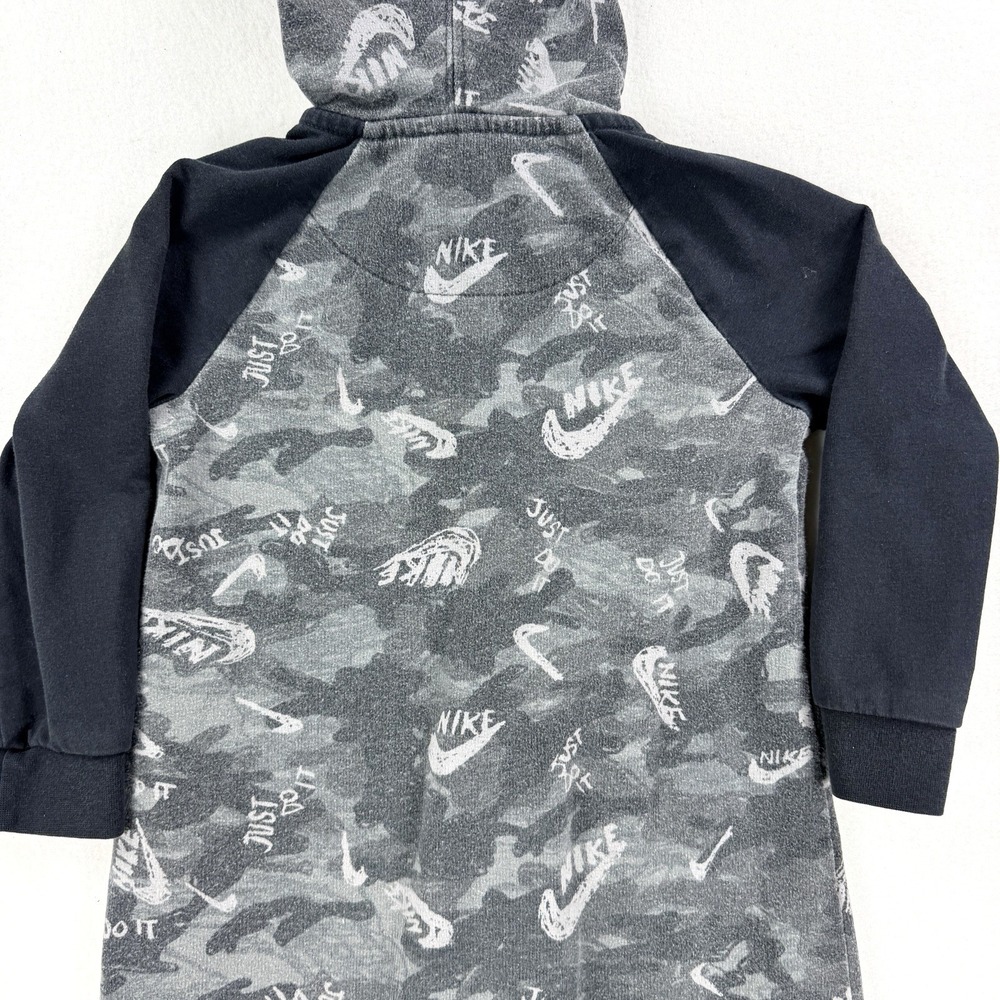 Baby Nike Tech Fleece Hooded Jumpsuit 24M Gray Camo Coverall Full Zip One Piece - Picture 10 of 11